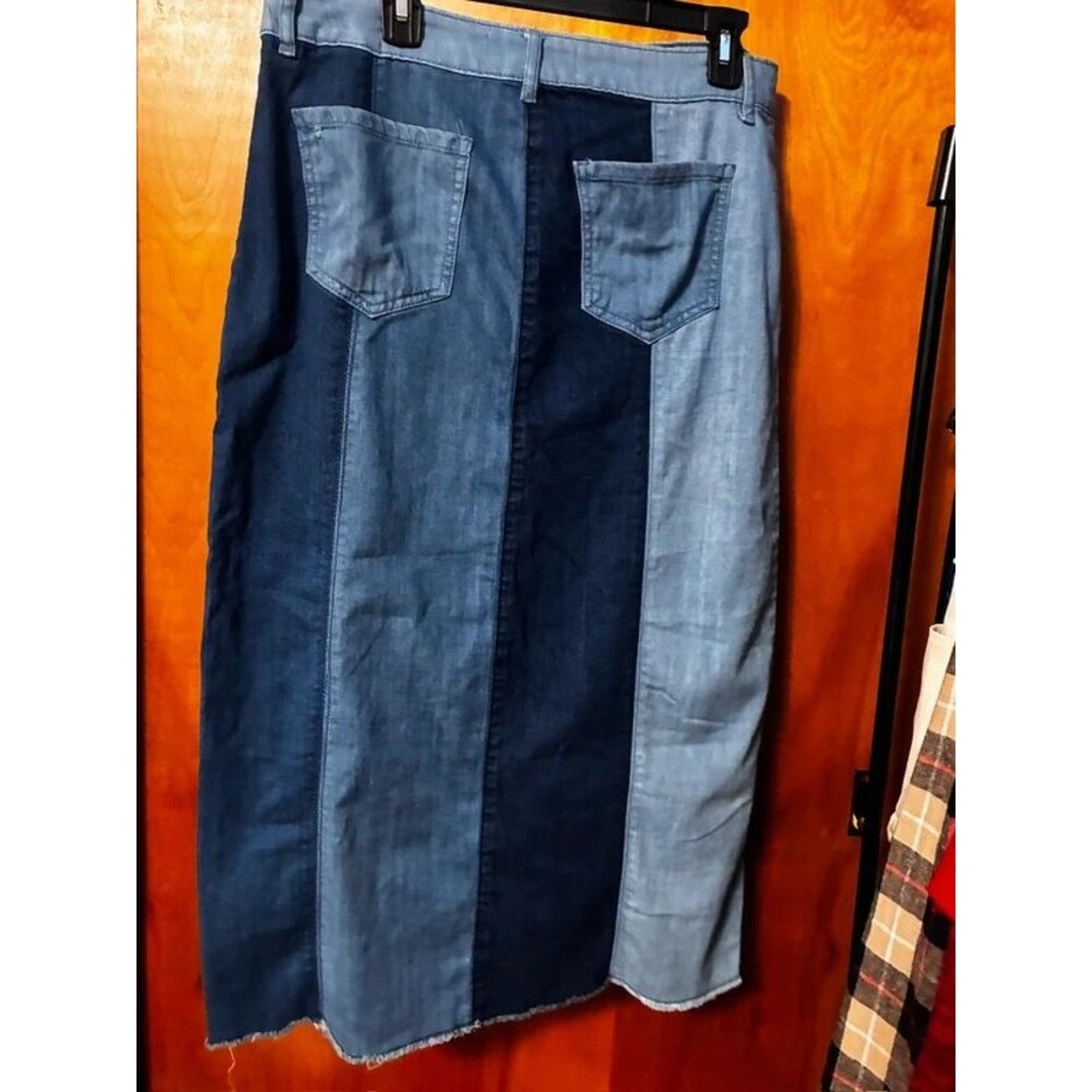 Est 1946 Denim Womens Skirt Maxi panels raw hem size 14 - Picture 5 of 11